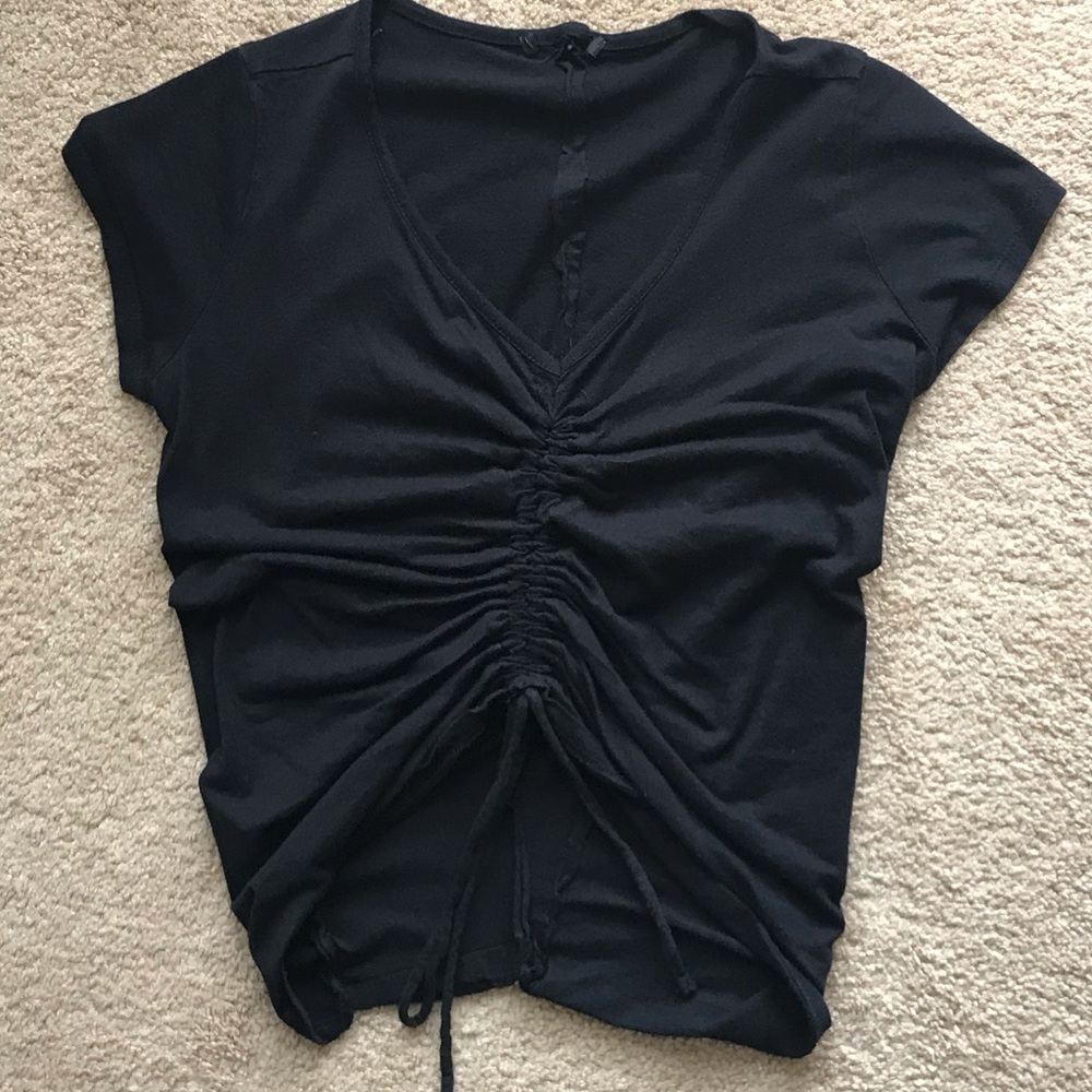 Ruched Black Crop Top